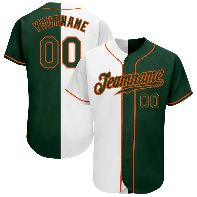 Custom Baseball Jerseys-Custom White Green-Orange Authentic Split Fashion Baseball Jersey