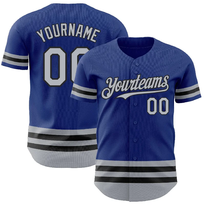 Custom Baseball Jerseys With Custom Colors-Custom Royal Gray-Black Line Authentic Baseball Jersey