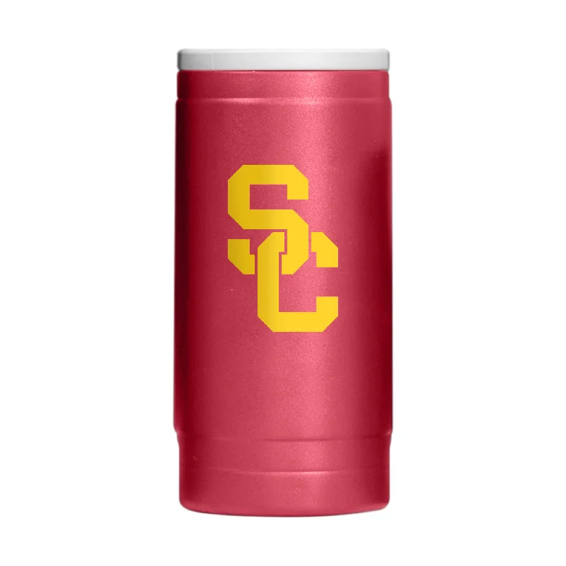 Personalized Team Mugs For Special Team Projects-USC 12oz Flipside Powder Coat Slim Can Coolie