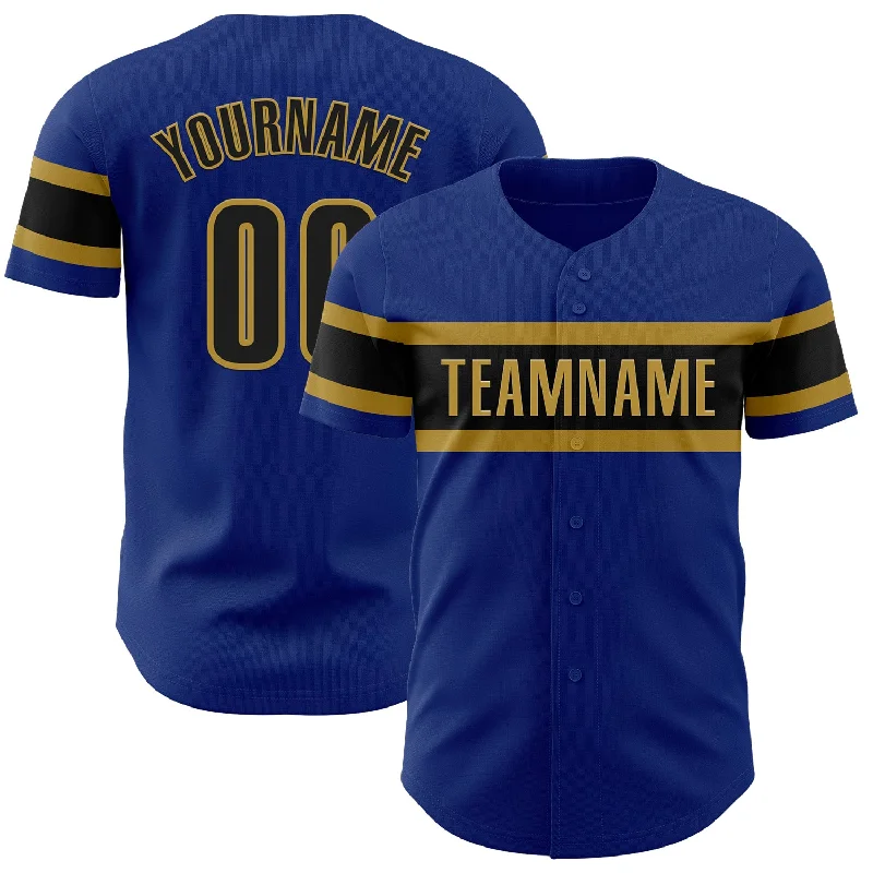 Baseball Jerseys With Custom Fit & Comfort-Custom Royal Black-Old Gold Authentic Baseball Jersey