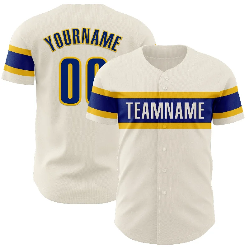 Personalized Baseball Jerseys For Local Leagues-Custom Cream Royal-Yellow Authentic Baseball Jersey