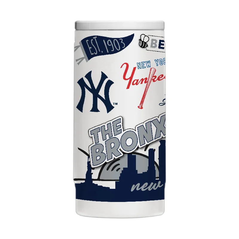 Custom Team Mugs With Custom Phrases-New York Yankees 12oz Native Powder Coat Slim Can Coolie