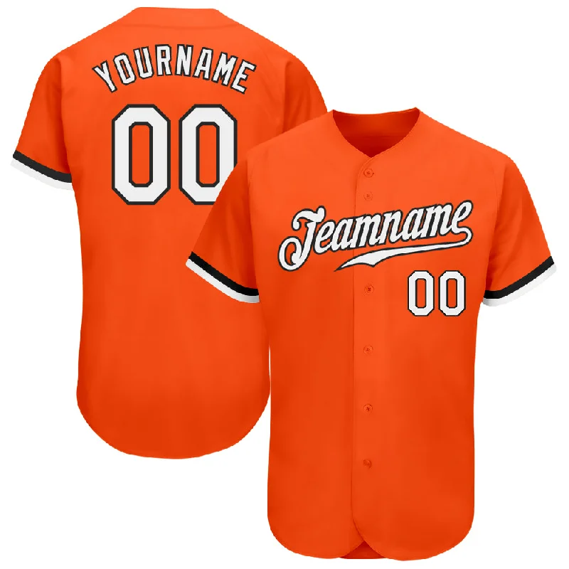 Baseball Jerseys With Personalized Numbers & Logos-Custom Orange White-Black Authentic Baseball Jersey