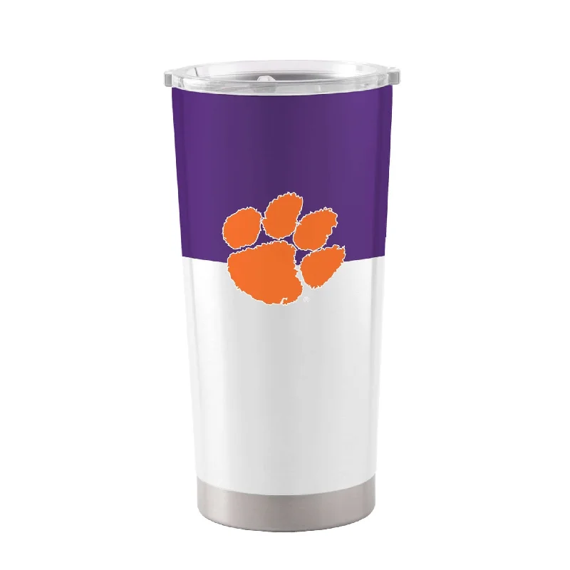 Personalized Team Mugs For Group Celebrations-Clemson 20oz Colorblock Stainless Tumbler