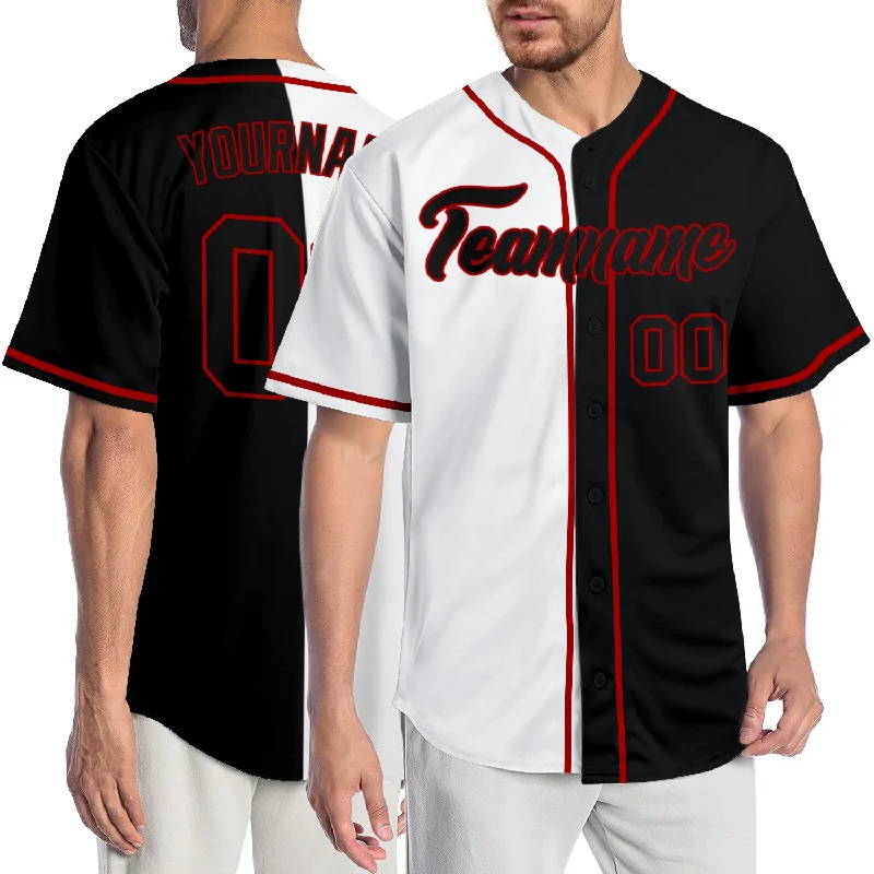 Custom Baseball Jerseys For Special Promotions-Custom White Black-Red Authentic Split Fashion Baseball Jersey