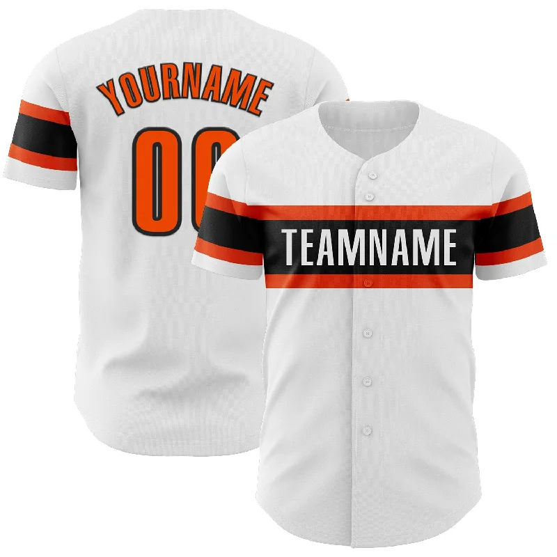 Custom Baseball Jerseys For Regional Tournaments-Custom White Orange-Black Authentic Baseball Jersey