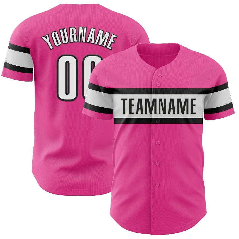 Custom Baseball Jerseys For School Competitions-Custom Pink White-Black Authentic Baseball Jersey