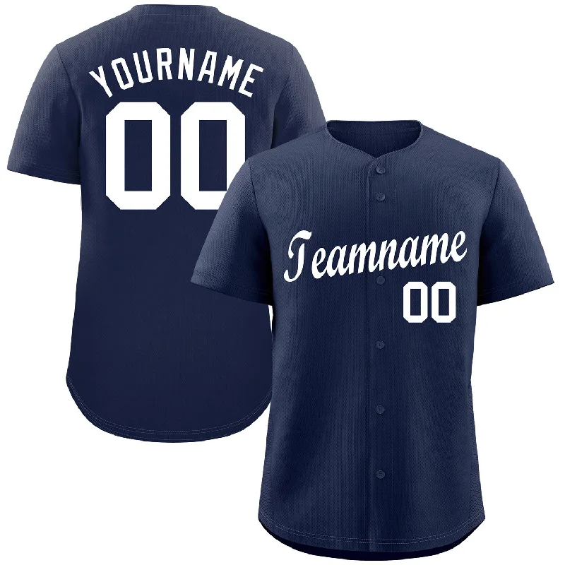 Custom Baseball Jerseys For Limited-Time Offers-Custom Navy White Classic Style Authentic Baseball Jersey