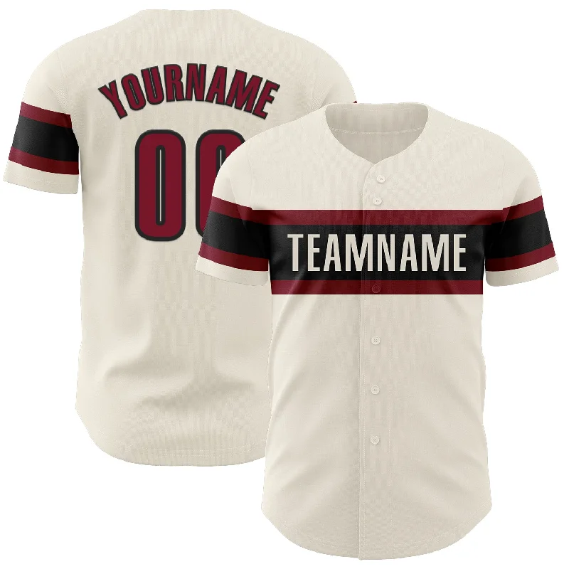 Personalized Baseball Jerseys-Custom Cream Crimson-Black Authentic Baseball Jersey