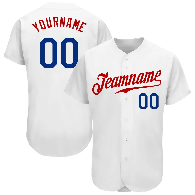 Custom Baseball Jerseys For VIP Events-Custom White Royal-Red Authentic Baseball Jersey